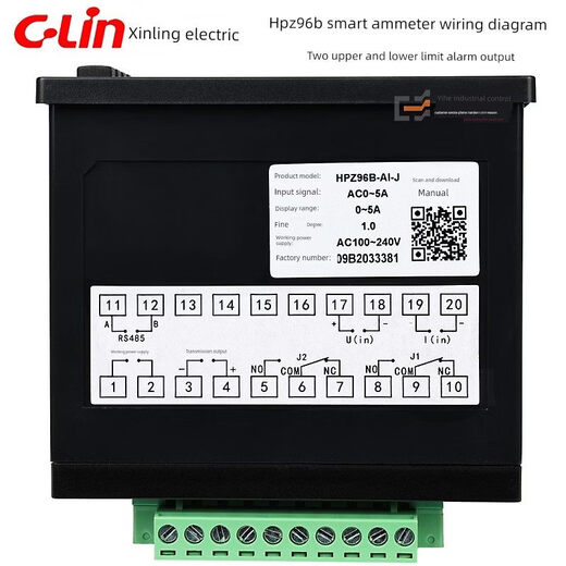 New HPz96B-Ai-J/Av-M intelligent digital display current and voltage meter two-way alarm 4-20Ma transmission output HPZ96B-AI-J-M two-way alarm current band 4-2
