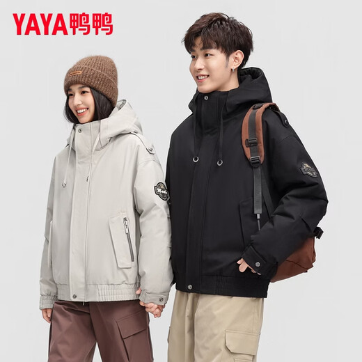 YAYA Walking Series Down Jackets for Men and Women 2026 New Couple Winter Casual Hooded Warm Jacket Black S/165