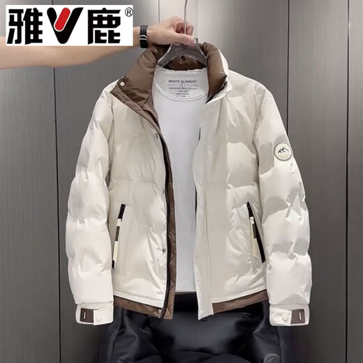 Yalu Men's Winter Thickened Stand Collar Down Jacket New 2026 Versatile Color Matching Warm Short Duck Down Jacket White 9 White 9006 M Recommended 95-110Jin Jin equals 0.5 kg