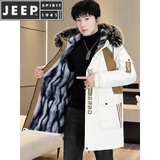 JEEP SPIRIT зимняя парка мужская куртка плюс бархатная утепленная куртка мужское зимнее хлопковое пальто ветровка средней длины теплая куртка черно-фиолетовая плюс бархат плюс толстая М 80-100Джин Цзинь равен 0,5 кг