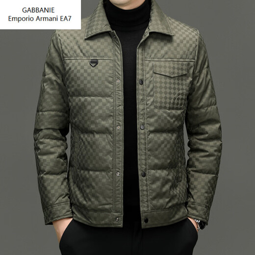 Emporio Armani EA7 Armani 2026 high quality men's winter lapel down jacket thickened warm workwear outdoor sports plaid 90 white duck black XL 180