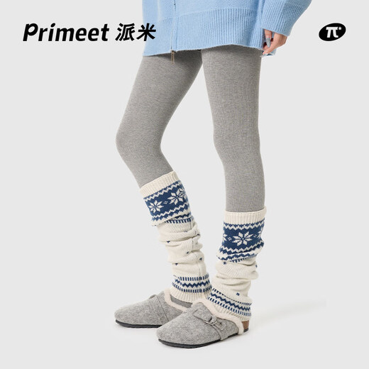 Pami Fair Isle Gray Socks Women's Spring and Summer Bubble Socks Japanese Warm Leg Covers with Snow Boots Spring Mid-calf Stockings Red - Pack 1 Pair One Size