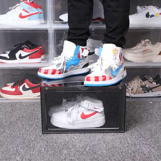 Yusenyi anti-oxidation magnetic shoe storage internet celebrity shoe rack shoe cabinet dormitory bedroom space-saving box shoe rack shoe storage box side opening fully transparent (pack of 12) 36x28x22cm