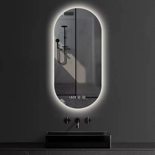 DYQT oval led makeup mirror wall-mounted bathroom smart bathroom mirror with light anti-fog dressing table mirror wall-mounted no light model high-definition explosion-proof 40x70 cm