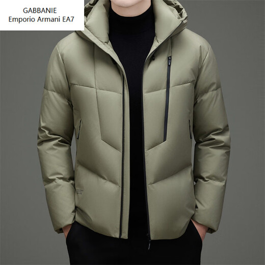 Emporio Armani EA7 Armani зимняя повседневная куртка на утином пуху с капюшоном, мужская утолщенная теплая пуховая куртка, модная мужская короткая свободная светло-зеленая XL 180 подходит для 130-150 Джин Джин равна 0,5 кг