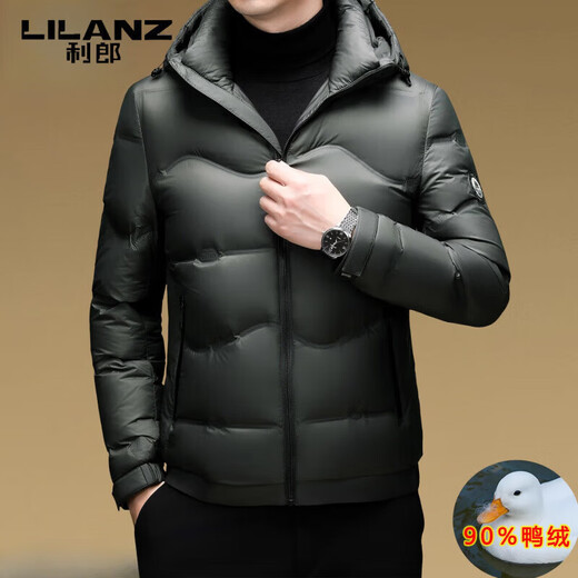 LILANZ высококачественный однотонный мужской пуховик, короткий черный с капюшоном, 90% утиный пух, холодостойкая и теплая куртка, черный L 175 вес 120-135 Jin Jin равен 0,5 кг