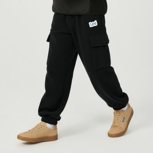 Lee children's sweatpants 2025 autumn and winter loose legged trousers for boys and girls black 130