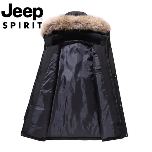 JEEP SPIRIT Пуховик средней длины Jeep международного бренда, мужская зимняя утепленная парка, рабочая одежда, повседневная непромокаемая теплая куртка 656 метров, белый PR L рекомендуется 125-135 Jin Jin равен 0,5 кг