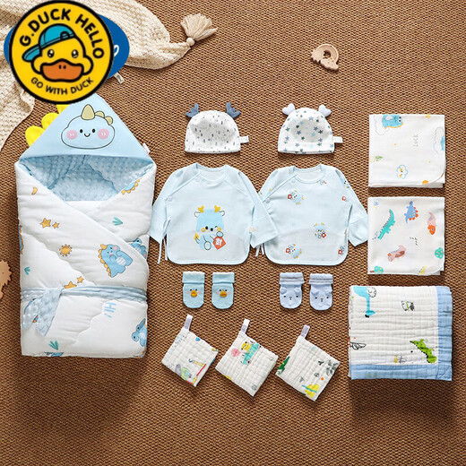 G.duck baby delivery bag complete set delivery room bag single quilt clothes summer spring autumn winter newborn baby quilt set summer style 350g Ping An Xile - red thirteen pieces