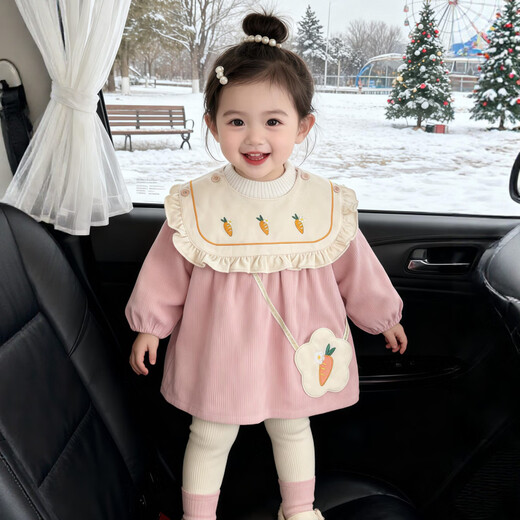 Shijanu baby girl's autumn and winter thickened anti-wear blouse, modern style anti-fouling protective clothing, purple 90, it is recommended to go up one size