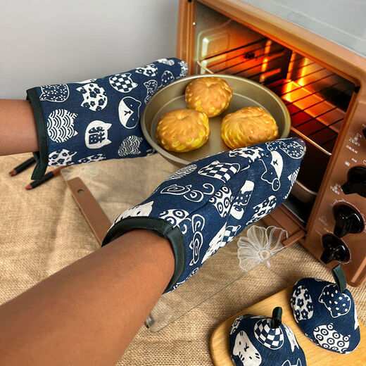 Sanqihu insulated triangular pot cap, high temperature resistant, anti-scalding, thickened anti-scalding gloves, microwave baking oven oven gloves, extended, small flower gloves, lace thickened style 1 piece