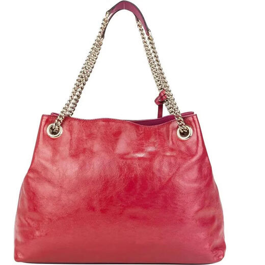 GUCCI Women's Shoulder Bag Large Capacity Lightweight Carry Daily Use Fashion Matching Red Patent Leather Metal Chain Bunt
