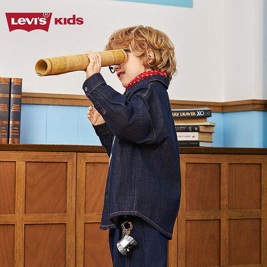 Levi s Levis children's denim shirt jacket 2026 spring new boys and girls shirt children's clothing starry sky blue 150/72 recommended height 140-152cm