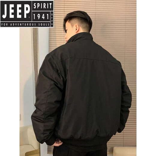JEEP SPIRIT hermosa chaqueta de vuelo americana de tres pruebas abrigo de algodón traje cálido engrosado de invierno para hombres chaqueta de trabajo abrigo de algodón con cuello alto abrigo de algodón negro M (100-115Jin Jin equivale a 0,5 kg)