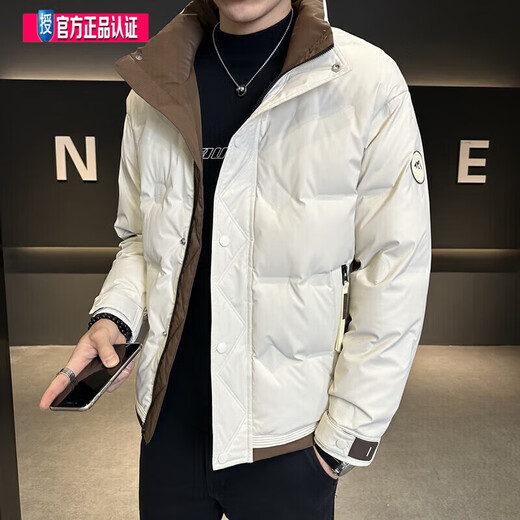 利郎（LILANZ）冬季加厚羽绒服男士短款2025新款休闲立领白鸭绒保暖户外 593白色 XL 115-130斤