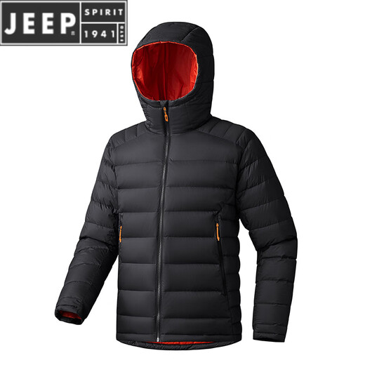 JEEP SPIRIT新款轻薄羽绒服男冬季户外连帽保暖90白鸭绒羽绒外套 藏蓝色 S