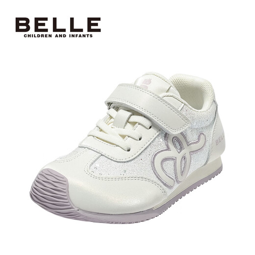 Belle Children's Shoes Girls' Sports Shoes Spring New Products Children's Shoes Baby Casual Moral Training Shoes Little Girls Forrest Gump Running Shoes Mi/Purple 36 Suitable for Feet Length Approximately 22.3-22.7cm