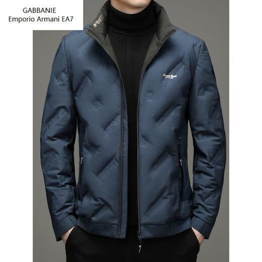 Emporio Armani EA7 Armani Down Jacket Short Men's Stand Collar Lightweight Warm Jacket 2026 Winter Trendy Men's Clothing Cold Protection Thickened Blue M 170