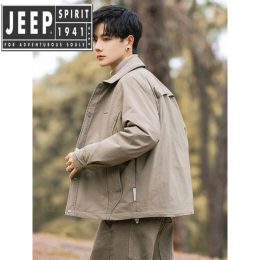 JEEP SPIRIT shirt-style lapel down jacket men's workwear short 2025 winter high-end lightweight youth jacket black (selected 90 white duck down) XL