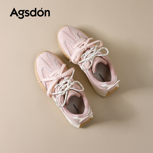 Agsdon moral training shoes for women winter new two-color soft sole comfortable sports casual shoes B161180 pink 39