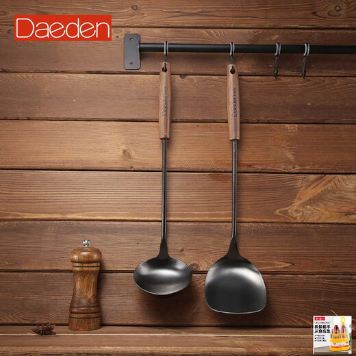 0Dade stainless steel long-handled spatula and spoon household kitchen cooking spatula for ladling soup with titanium-plated kitchen upgrade single spatula