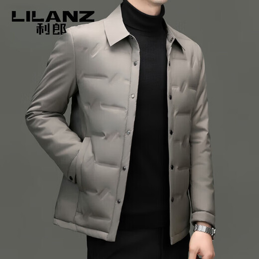 利郎（LILANZ）羽绒服男2025秋冬新款商务休闲中青年男士轻薄翻领白鸭绒外套 藏青色 M