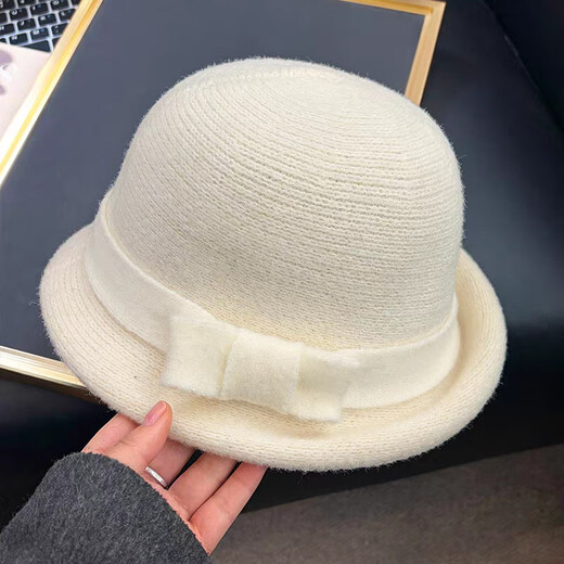 Zunti hat for women in autumn and winter French Hepburn style elegant white top hat for ladies ladies showing their face small bow thousand gold hat black adjustable