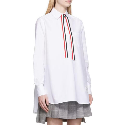 THOM BROWNE women's shirt breathable and comfortable cotton white daily commuting top casual white one size | IT-38