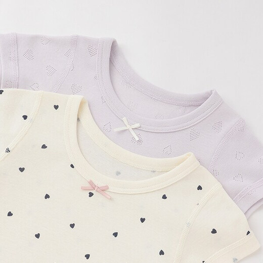 MIKIHOUSE children's short-sleeved T-shirt Putiman weak acid underwear 2P set (90cm-130cm) 2 pieces Japan direct mail 03. Off-White (Girl) 110