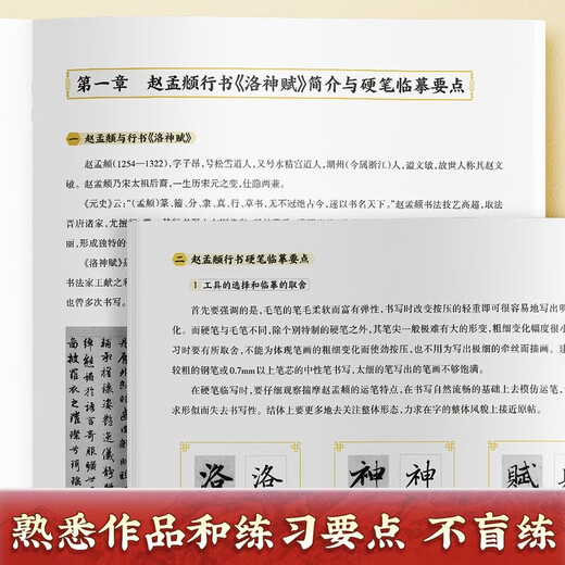 Chinese Ten Thousand Volumes Zhao Mengfu's Running Script Luo Shen Fu Fountain Pen Practice Copybook Hard Pen Calligraphy Copying and Tracing Red Traditional Chinese Characters Tutorial for College Students and Beginners to Tracing Red