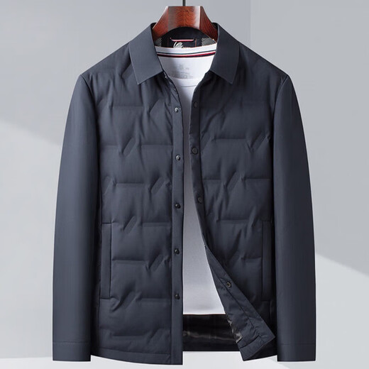 利郎（LILANZ）冬季新款羽绒服男士翻领白鸭绒保暖外套潮流男士休闲上衣 藏青色 2XL