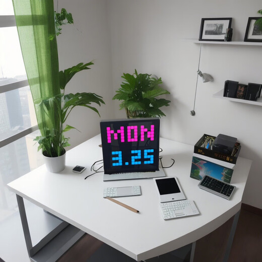 Zailu pixel clock ornaments large digital clock clock living room bedroom smart simple electronic wall clock creative table set black