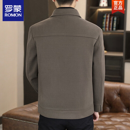 ROMON шерстяной пуховик мужской короткий утолщенный шерстяной плащ мужской осенне-зимний белый утиный пуховик с лацканами на подкладке H8303 кофейный цвет (пуховая подкладка) M (95-115Цзинь Цзинь равен 0,5 кг)