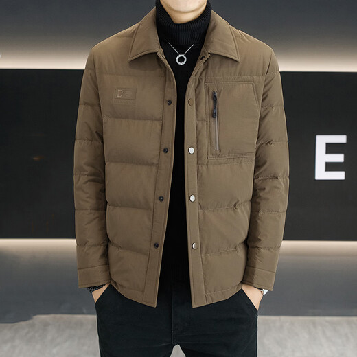 JASONWOOD High-End Brand Men's Lightweight Down Jacket Men's 2025 Winter New Casual Commuting Jacket Warm Goose Down Jacket 098 High-end Brick Gray Spot Speedy XL /180 Recommended 140-155Jin Jin is equal to 0.5 kg