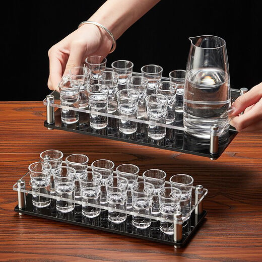 Fantasy foreign wine glass set household high-end wine glass trumpet wine set wine cup bullet bar wine pot (round frame) 1 pot 24 cups