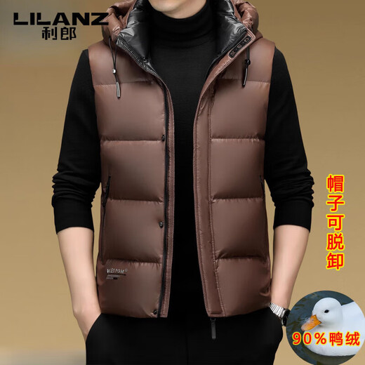 LILANZ элитный мужской короткий жилет из 90% утиного пуха, новый пуховик 2025 года, теплый жилет, деловой жилет, темно-зеленый, 3XL 190, вес 170-185, Джин Джин равен 0,5 кг.