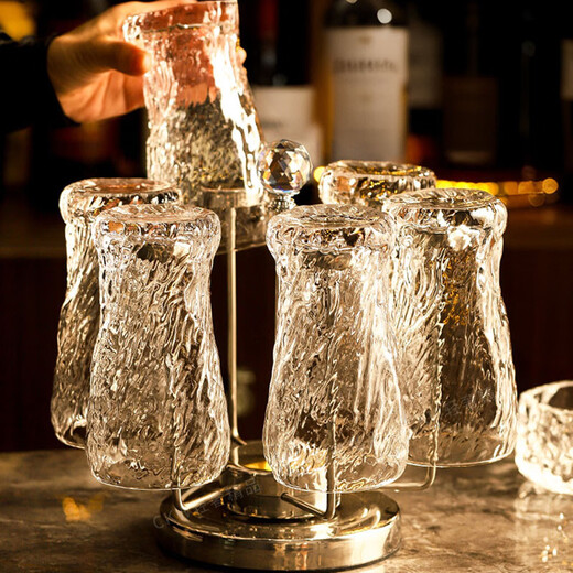 Fantasy high-looking beer mug set craft beer mug glass resistant 6-piece beer mug rotating storage rack