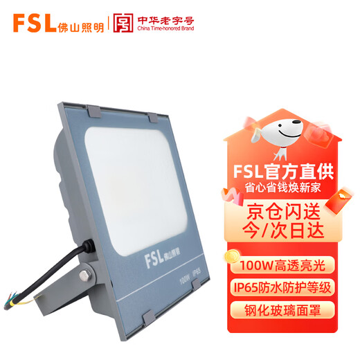 FSL Foshan Lighting LED floodlight led outdoor light outdoor waterproof high-power engineering billboard projection light warehouse lighting floodlight 100W white light (6500K)