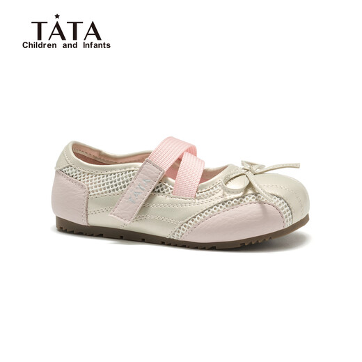 TATA children's shoes, girls' leather shoes, spring new soft-soled shallow shoes, little girls' shoes, TT6139 pink 27