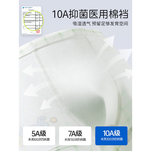 MiiOW boys' underwear cotton type A 100 cotton antibacterial crotch for big children without buttock development period boxer shorts Group B light green rabbit + light orchid rabbit + white plaid letters *2 4 pieces 150 CM