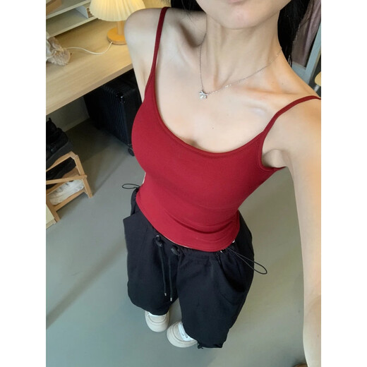 Designed gray hottie suspender belt for women with breast pads, slim fit inner top, summer bottoming anti-wearing vest, light gray S