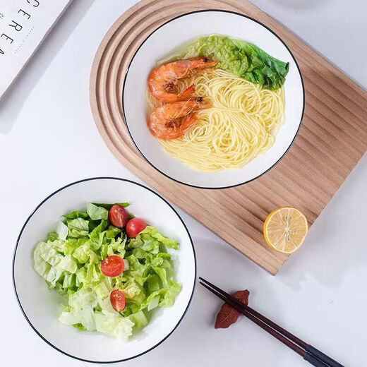 Tuojin German quality Jingdezhen craft ramen bowl household large bowl instant noodle bowl soup bowl bamboo hat bowl ceramic salad bowl Jingdezhen 8-inch bamboo hat bowl 4 pieces