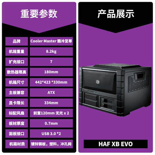 CoolerMaster HAF XB Evo Black Business ATX Desktop Computer Mid-Tower Chassis Horizontal Server Chassis Classic Chassis