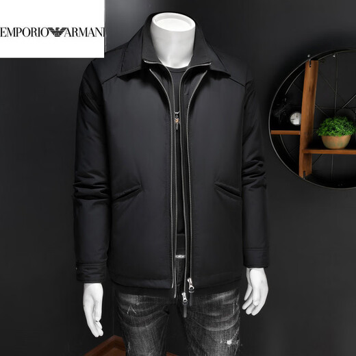 EMPORIO ARMANI Armani stand collar windproof warm fashion top business winter light luxury men's wide version down jacket 90 double zippers black XL