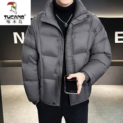 啄木鸟（TUCANO）新国标90绒立领羽绒服男冬季云朵泡芙白鸭绒保暖外套男面包服 黑色 XL 135斤-150斤