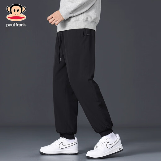Big mouth monkey (paul frank) Japanese retro casual pants men's 2025 winter new loose straight comfortable warm trendy brand sports long pants dark gray cold and warm 4XL recommended 175-190Jin Jin equals 0.5 kg