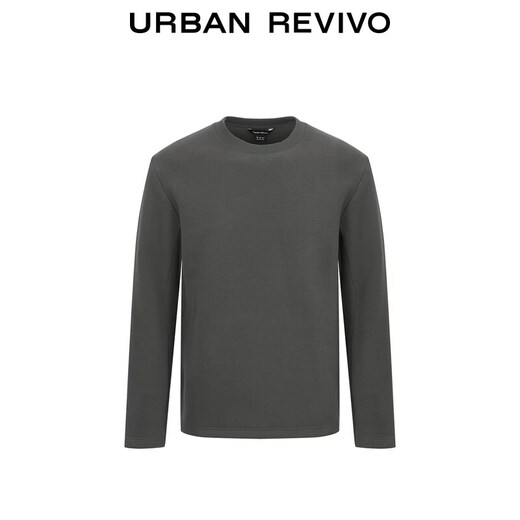 UR2026 spring new men's casual functional simple basic round neck long-sleeved T-shirt UMT460006 dark gray L