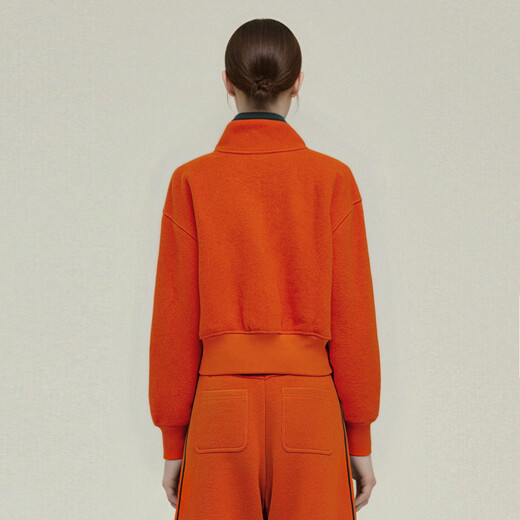 TCH Pure Sheep Wool Suit Women's 26 Years Early Spring Fashion Full Diamond Versatile Temperament Slim Noble Quiet Luxurious Two-piece Set Orange M