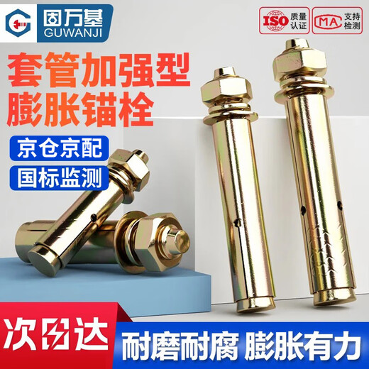 GUWANJI casing type expansion anchor, galvanized expansion screw, external expansion bolt, explosive screw expansion tube, M12x80, 10 pcs/pack