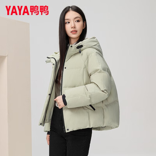 YAYA (YAYA) short down jacket for women 2025 winter new hooded cold-proof cloud-like puff bread jacket thickened warm jacket trendy green L (165)